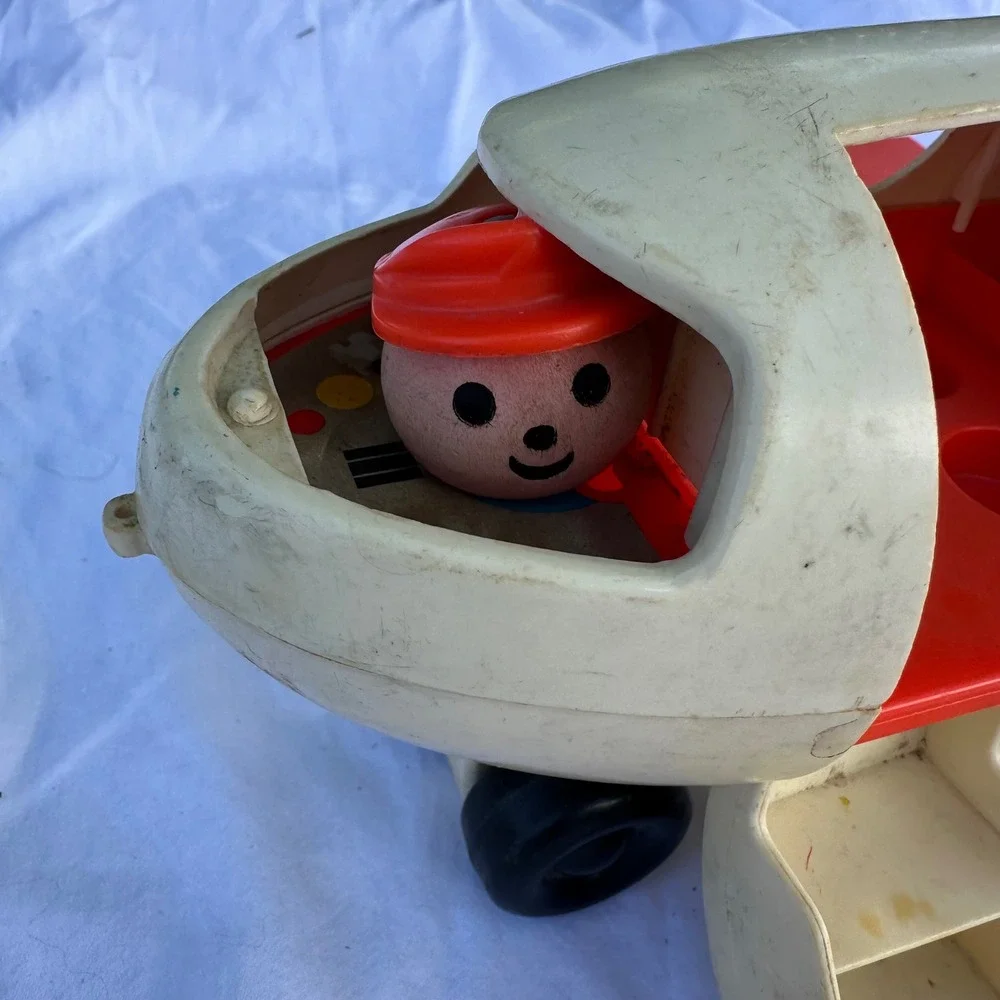 Fisher Price Fun Jet Toy Airplane Kids OS White Good Vintage 183 Little People